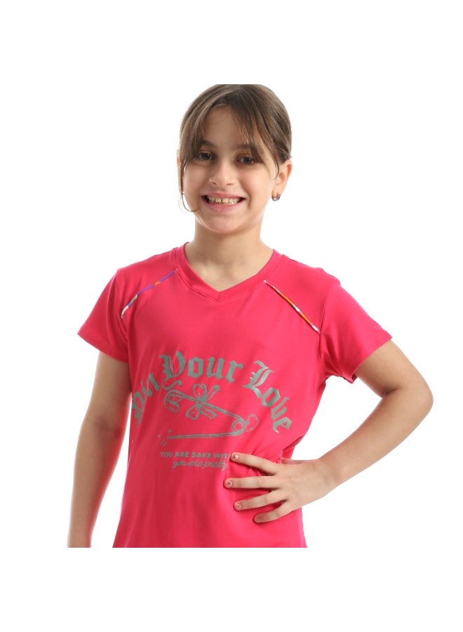 سيزار بيجامة بناتي صيفي مزودة بطباعات علي الصدر - Image 4