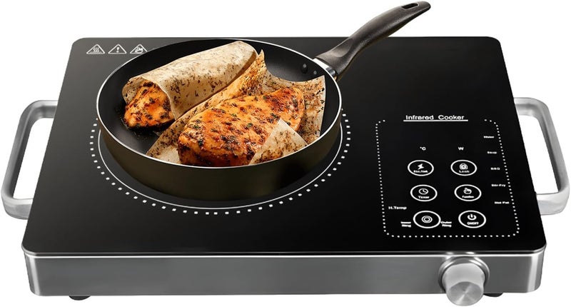 XVersion Infrared Cooker 3500W, Electric Ceramic Hot Plate with Adjustable Temperature and Handle, Single Burner Infrared Stove for Home Kitchen Cooking (Black) - Image 1