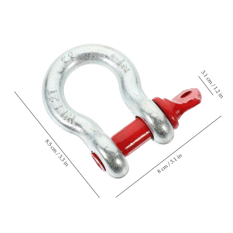 Galvanized 1/2" Anchor Shackle Heavy Duty Bolt-Type Screw Pin Bow Shackle 2 Ton Capacity for Rigging Lifting and Off-Road - Image 2