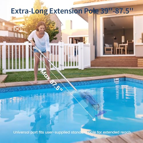 Yousky Cordless Pool Vacuum for Above Ground & Inground Pools, 18.5GPM Suction with 2 Brush Heads for Leaves, Debris, with Telescopic Pole Back-Friendly Cleaning, Hot Tub Spa Handheld Cleaner (Blue) - Image 5