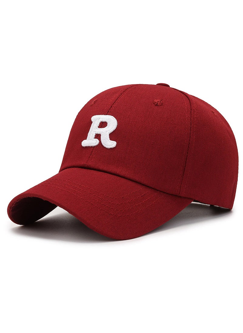 Generic Embroidered Snapback Cap Unisex Korean Style Wine red embroidered white thread 