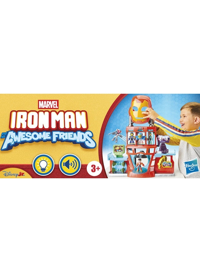 MARVEL CLASSIC Marvel Iron Man and his Awesome Friends Boys & Girls Electronic Iron Quarters Playset with 7.6-cm (3 inch) Action Figures & Mask, Super Hero Toys, 3+ - Image 2