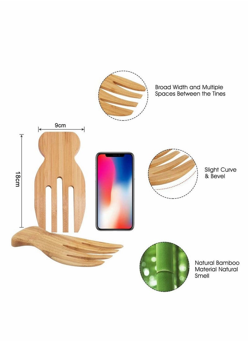 Generic Bamboo Salad Hands Salad Blender, Set Salad Claws Bamboo Salad Hands Bamboo Salad Tossing Wooden Salad Tongs Personalized Salad Utensils Pack of 2  - Image 5