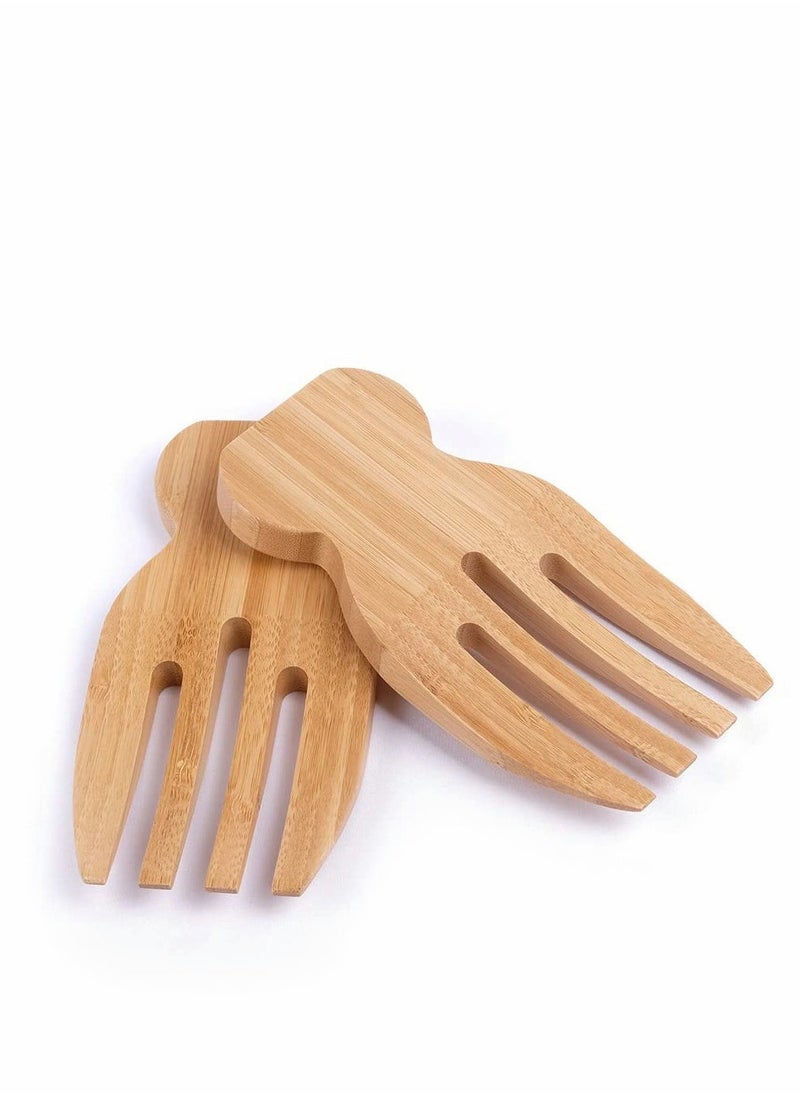 Generic - Bamboo Salad Hands Salad Blender, Set Salad Claws Bamboo Salad Hands Bamboo Salad Tossing Wooden Salad Tongs Personalized Salad Utensils Pack of 2 - Image 1