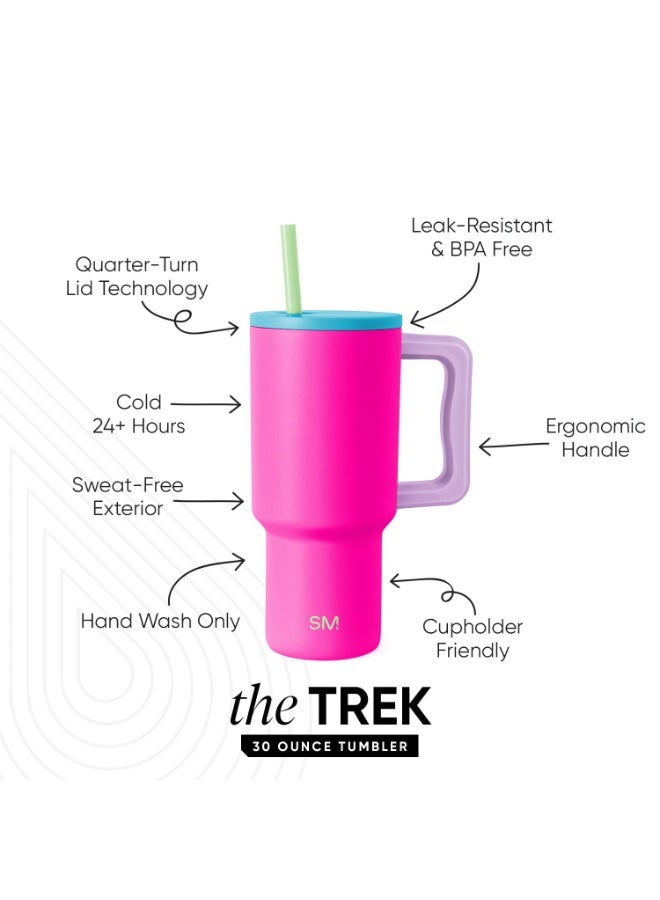 Simple Modern 30 oz Tumbler with Handle and Straw Lid | Insulated Cup Reusable Stainless Steel Water Bottle Travel Cupholder Friendly | Gifts for Women Him Her | Trek Collection | 80s Mix - Image 3