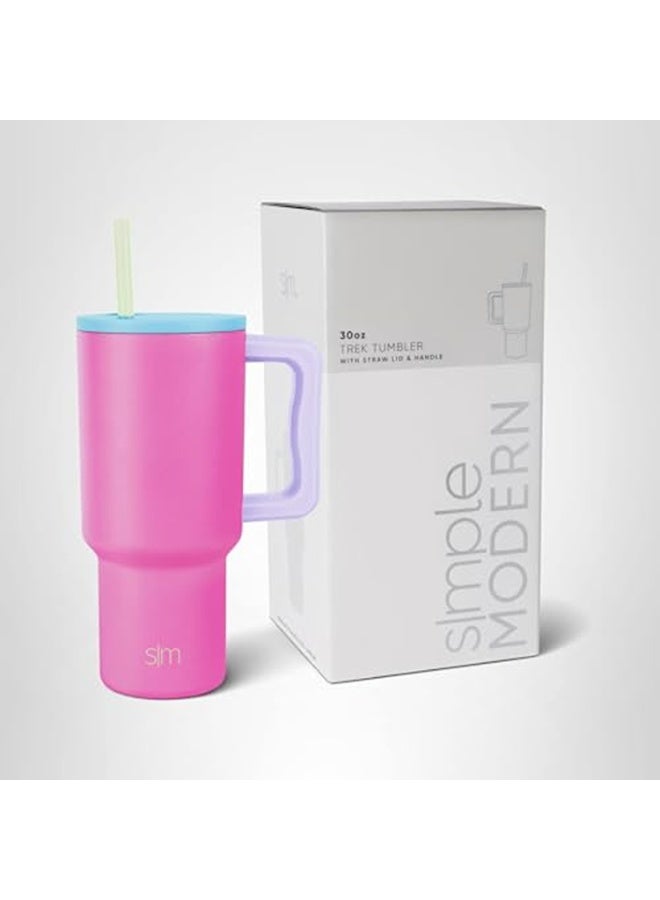 Simple Modern 30 oz Tumbler with Handle and Straw Lid | Insulated Cup Reusable Stainless Steel Water Bottle Travel Cupholder Friendly | Gifts for Women Him Her | Trek Collection | 80s Mix - Image 1