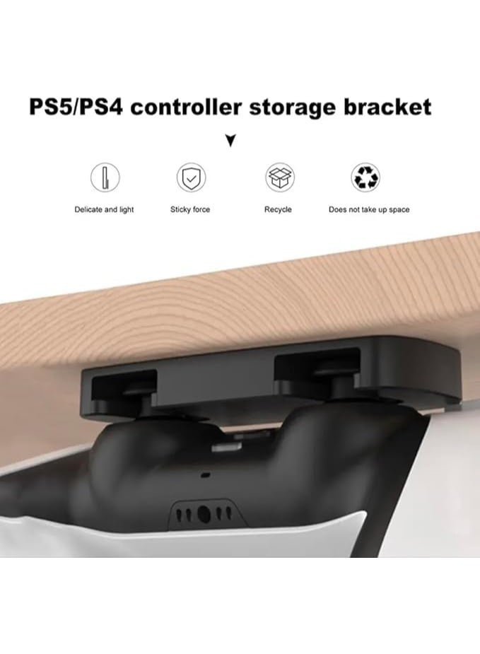 حامل وحدة تحكم PS5/PS4 يُثبّت أسفل المكتب - علاقة مزدوجة لوحدات التحكم مع لاصق قوي وخيار برغي - ملحق ألعاب موفر للمساحة، مصنوع من بلاستيك ABS متين - مقاس عالمي (أبيض ) - Image 3
