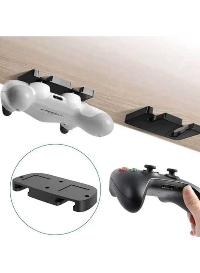 حامل وحدة تحكم PS5/PS4 يُثبّت أسفل المكتب - علاقة مزدوجة لوحدات التحكم مع لاصق قوي وخيار برغي - ملحق ألعاب موفر للمساحة، مصنوع من بلاستيك ABS متين - مقاس عالمي (أبيض ) - Image 4