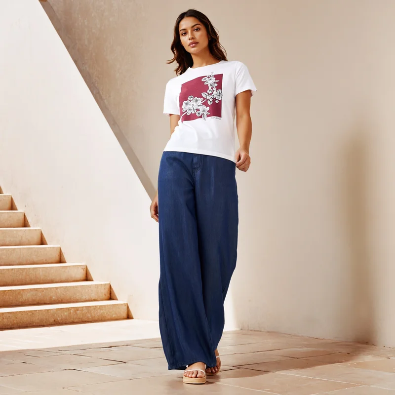 سبلاش فيڤ Slogan Print T-shirt