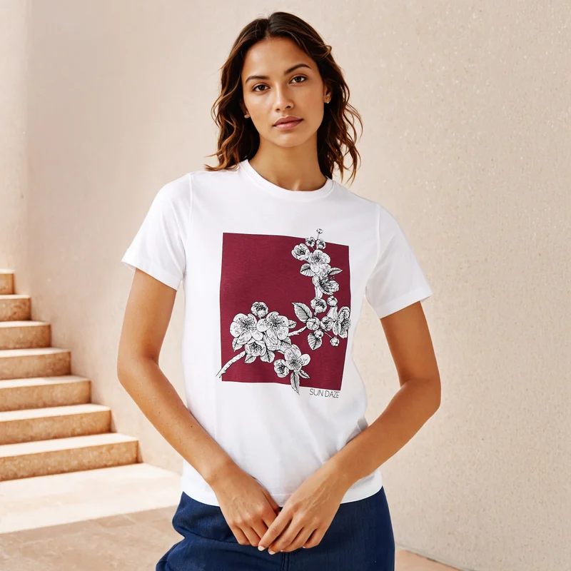 سبلاش فيڤ Slogan Print T-shirt