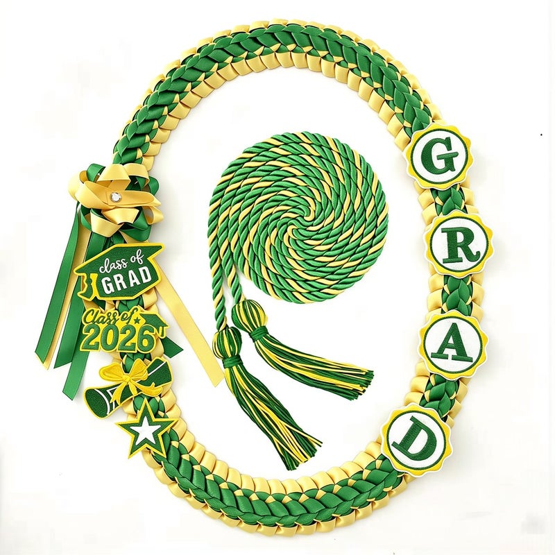 Upgraded Graduation Braided Ribbon Lei 2026 Tangle Resistant No Peel Off Patches - Image 1