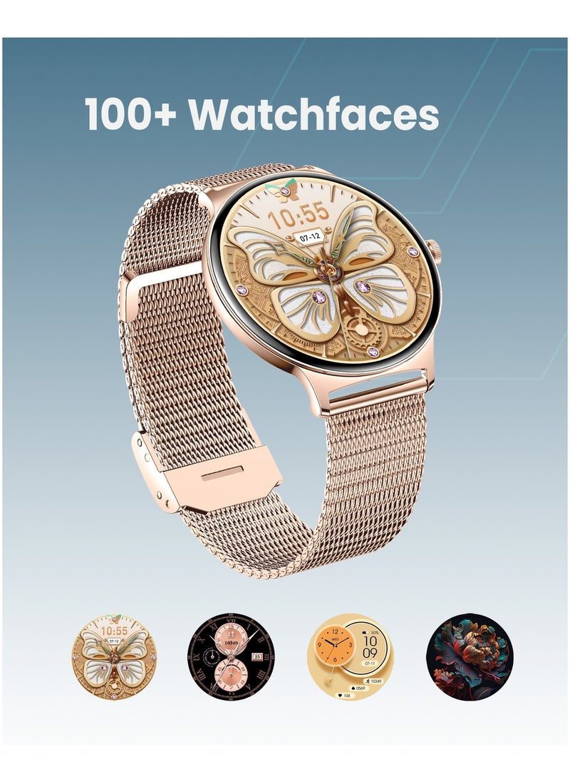 Moxedo Moxedo Glory Smart Watch for Women 1.43” Amoled HD Display Fitness Watch Real Time Health Monitoring, 100+ Watch Faces, 120+ Sports Modes Fitness Activity Tracker for iOS and Android - Rose Gold  - Image 2