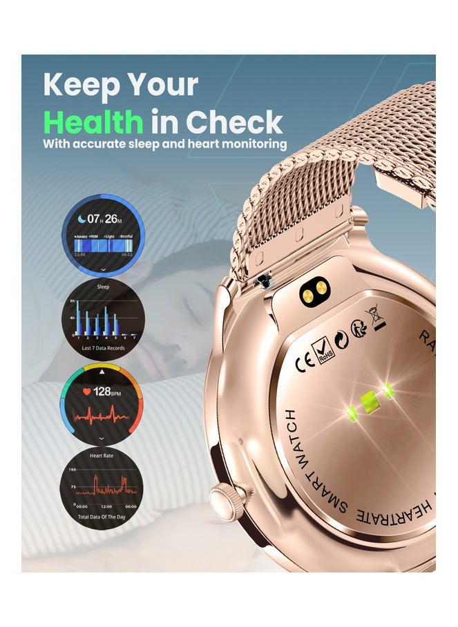Moxedo Moxedo Glory Smart Watch for Women 1.43” Amoled HD Display Fitness Watch Real Time Health Monitoring, 100+ Watch Faces, 120+ Sports Modes Fitness Activity Tracker for iOS and Android - Rose Gold  - Image 4