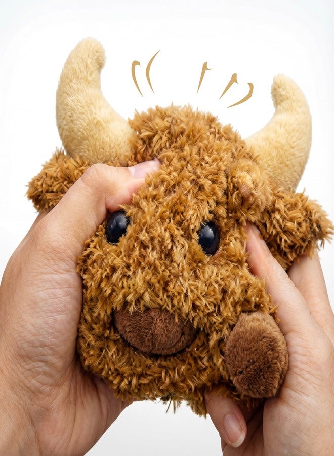 Seenelling ألعاب سينيلينج الصريرية للكلاب، ألعاب دفع محشوة على شكل بقرة هايلاند، لعبة مضغ للكلاب الصغيرة والمتوسطة، لعبة جلب للجراء، لعبة تفاعلية لتسنينهم ومضغهم لإبقائهم مشغولين، هدية عيد ميلاد على شكل بقرة هايلاند - Image 4