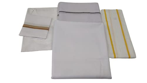MAMRAJ Men's 5 - Piece Pandit Dhoti Kurta Set, White color | Unstitched Kurta, Angocha, Vest, Hanky. (Best item for shradh or diwali)(Pitru Paksha) Best package pandat ji or pitron ke kapde - Image 1