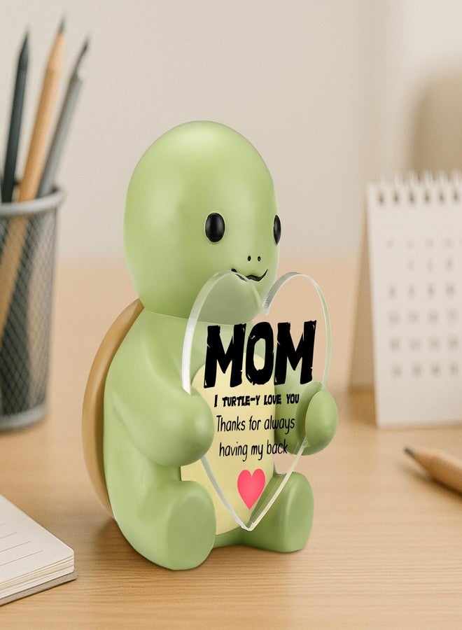 FTONENI Cute Turtle Figurine for Mom, I Turtle-y Love You Gift from Daughter or Son, Heart Acrylic Sign Mini Statue, Appreciation Desk Decor, Resin Animal Ornament for Mother's Day Birthday - FDC559 - Image 3