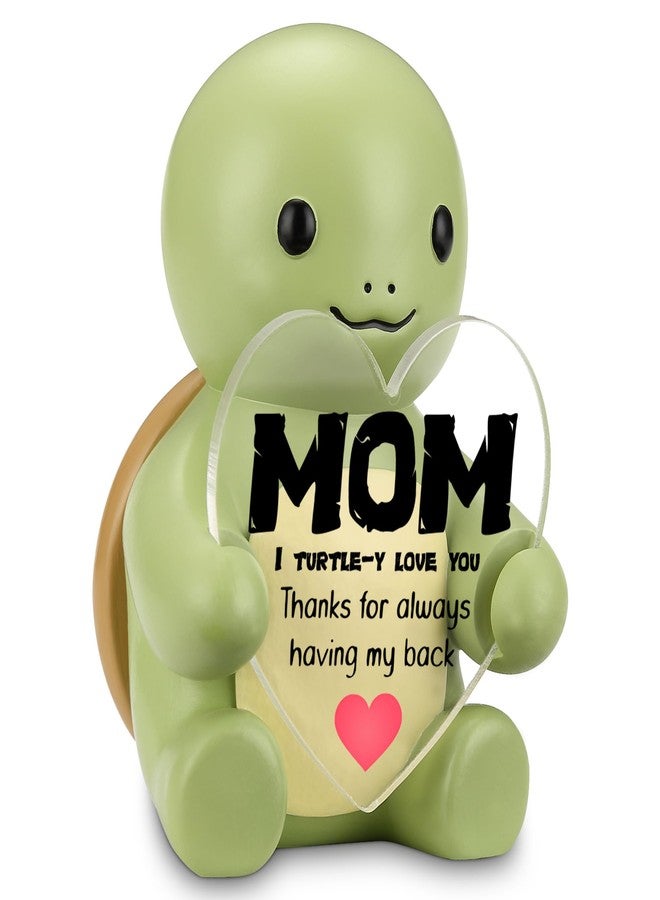 FTONENI Cute Turtle Figurine for Mom, I Turtle-y Love You Gift from Daughter or Son, Heart Acrylic Sign Mini Statue, Appreciation Desk Decor, Resin Animal Ornament for Mother's Day Birthday - FDC559 - Image 1