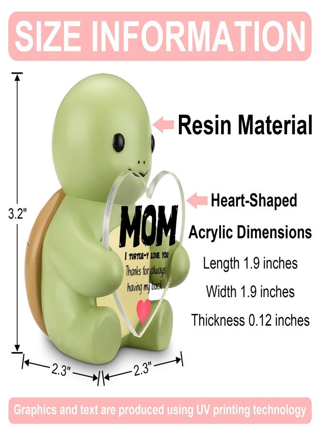 FTONENI Cute Turtle Figurine for Mom, I Turtle-y Love You Gift from Daughter or Son, Heart Acrylic Sign Mini Statue, Appreciation Desk Decor, Resin Animal Ornament for Mother's Day Birthday - FDC559 - Image 2