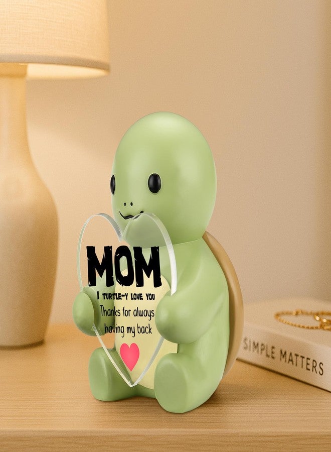 FTONENI Cute Turtle Figurine for Mom, I Turtle-y Love You Gift from Daughter or Son, Heart Acrylic Sign Mini Statue, Appreciation Desk Decor, Resin Animal Ornament for Mother's Day Birthday - FDC559 - Image 4