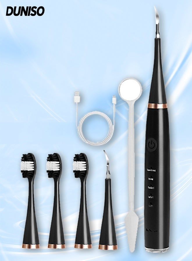 DUNISO Sonic Electric Toothbrush with 3 Brush Heads , Rechargeable Power Toothbrush,  2 Minutes Smart Timer,  5 Cleaning Modes , Waterproof Cleaning Toothbrushes for Adults and Kids（Black） - Image 1