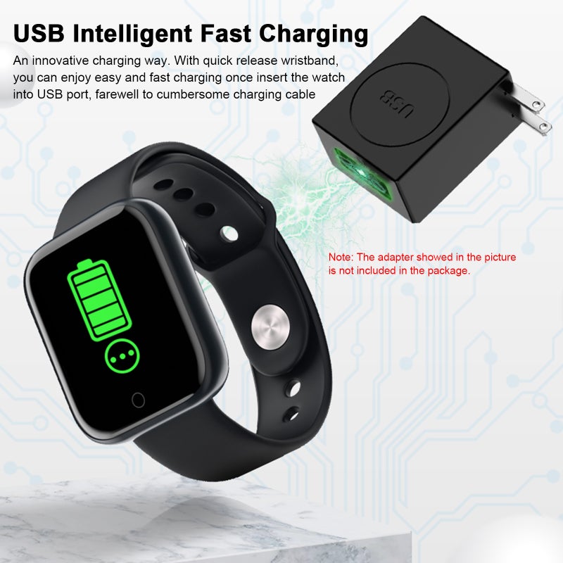 سوار رياضي ذكي Y68 شاشة لمس وحيدية IPS مقاس 1.44 بوصة واتفار بلوبرين 4.0 شاحن سريع ذكي USB متتبع لياقة بدنية بأحرف رياضية متعددة مراقبة نوم/معدل ضربات القلب/ضغط الدم مقاوم للماء بتقنية IP67 تذكير بالاشعارات/المكالمات/الجلوس لفترة طويلة تحكم كاميرا عن بعد/تحكم الموسيقى متوافق مع أندرويد وآي أو إس - Image 3