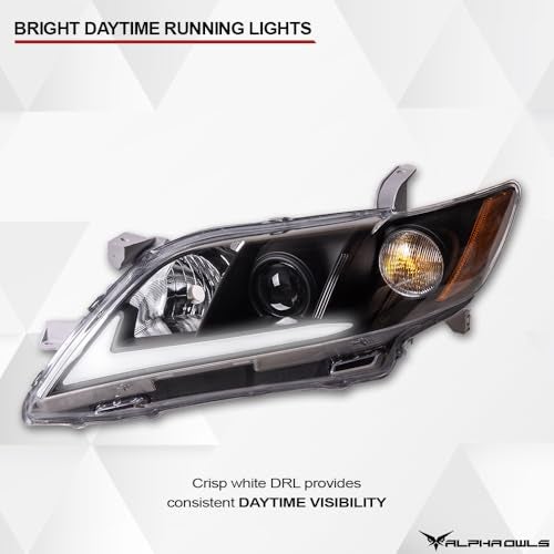 Alpha Owls Switchback Sequential LED Projector Headlights|Compatible With 2007-2009 Toyota Camry|8737828|Black Amber - Image 3
