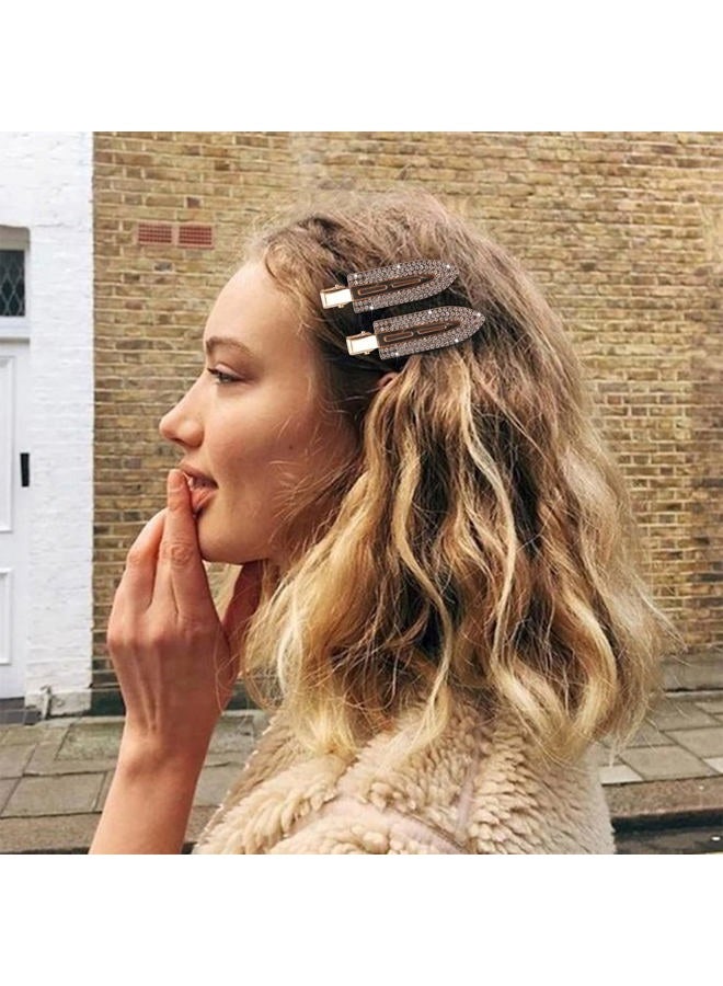 MagicSky 8PCS No Crease Hair Clips, Rhinestone No Bend Flat Styling Clip, Bling Diamond Metal Curl Pins Bang Creaseless Duckbill,Barrettes for Makeup, Hairstyle Tool for Women Girls,Silver Gold Black - Image 3
