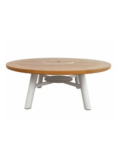 NABCO Light Round Wood-Burning Fire Pit Table for Patio – 135x135x52 cm, Outdoor Dining Table with Fire Pit, Durable and Compact for Backyard or Deck, Natural Teak/White  - Image 3