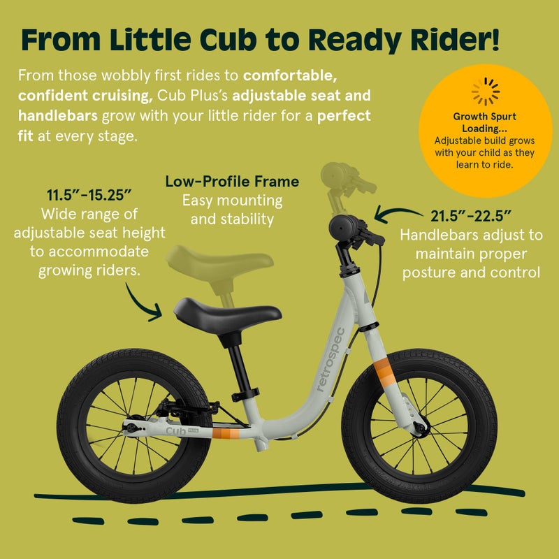 Retrospec Cub Plus Toddler Balance Bike for Boys & Girls Ages 18 Months - 4 Years with Adjustable Seat, Handlebars & V-Brake, Lightweight Frame, Air-Filled Tires - Image 3