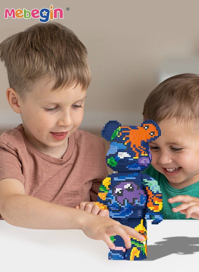 MEBEGIN 3470PCS Bear Building Blocks, Bear Display Model, DIY Assembled Stacking Blocks Toys, Great Educational Toy, Idea for Home and Office Decor, Creative Collectible Gift for Kids Aged 8+, 14.8*10.8*29cm - Image 2