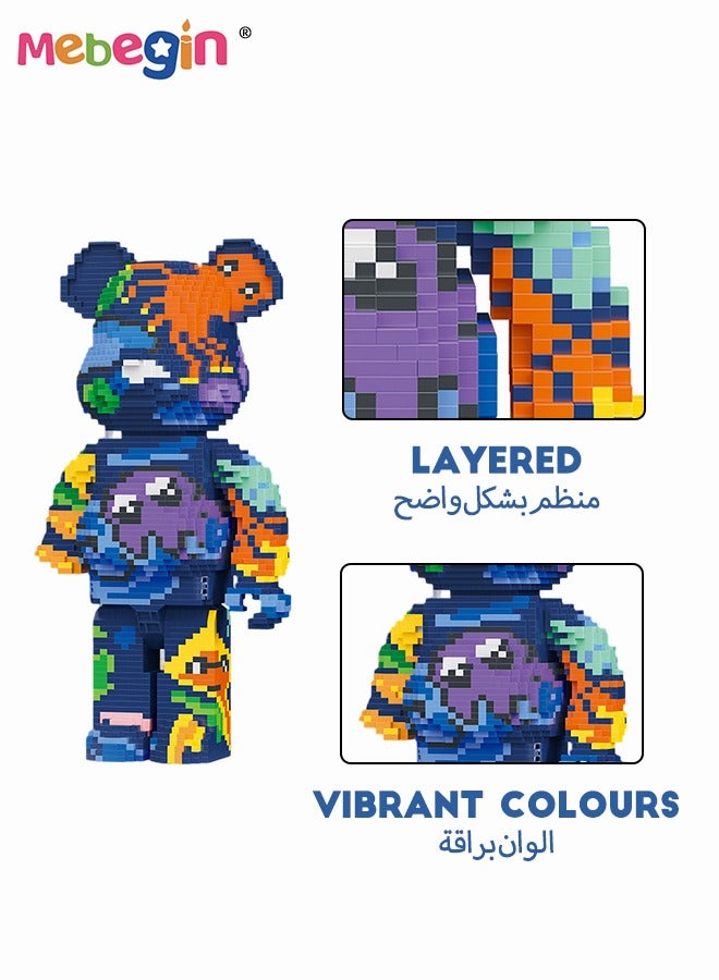 MEBEGIN 3470PCS Bear Building Blocks, Bear Display Model, DIY Assembled Stacking Blocks Toys, Great Educational Toy, Idea for Home and Office Decor, Creative Collectible Gift for Kids Aged 8+, 14.8*10.8*29cm - Image 3