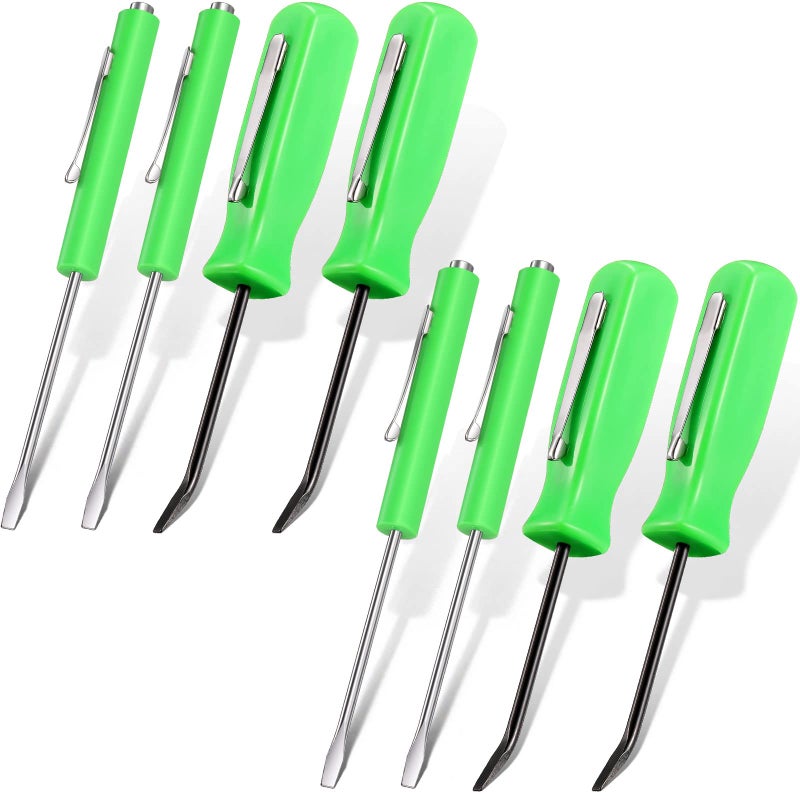 Zhehao 8 Pieces Green Pocket Magnetic Screwdriver Mini Pocket Pry Bar Screwdriver Slotted Head with Magnet Top for Home Office Car Gadgets Repair Tools Mechanics Electricians Technicians - Image 1