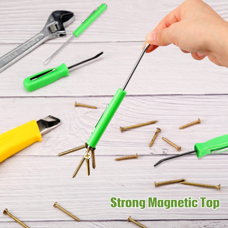 Zhehao 8 Pieces Green Pocket Magnetic Screwdriver Mini Pocket Pry Bar Screwdriver Slotted Head with Magnet Top for Home Office Car Gadgets Repair Tools Mechanics Electricians Technicians - Image 5