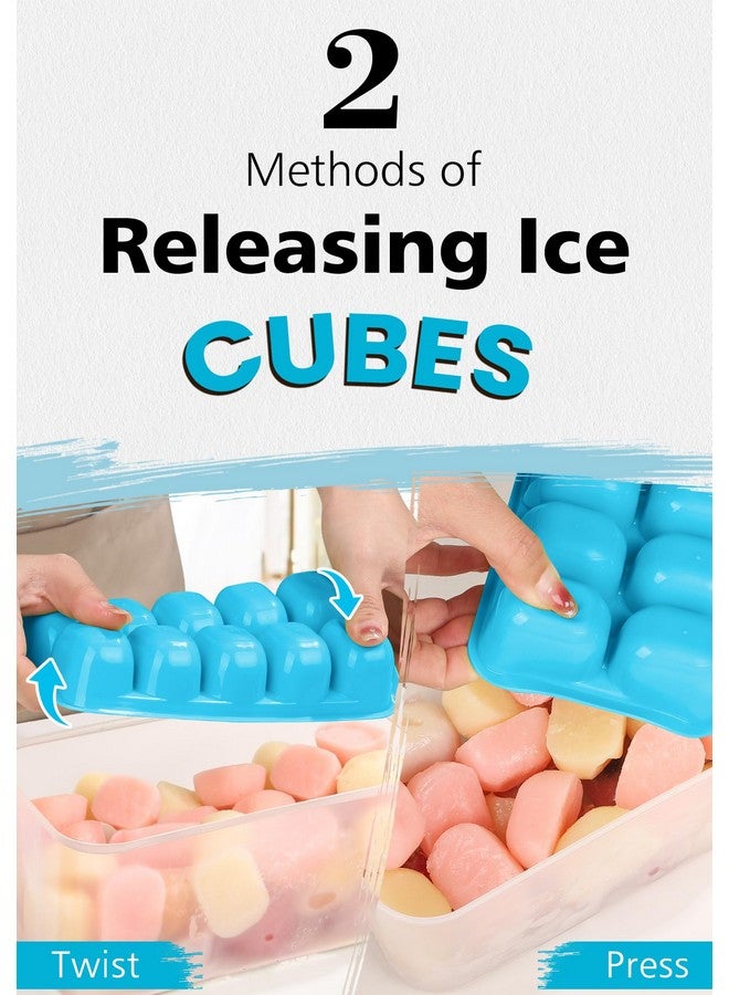 DOQAUS Ice Cube Tray with Lid and Bin, 4 Pack Easy Pop Out Silicone Ices Cubes Trays for Freezer with Cover, Stackable Compact Ice Bucket Kits, for Soup, Food, Cocktail, Coffee - Image 3