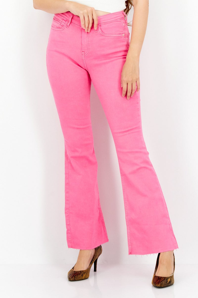 RIVER ISLAND Women Regular Fit Solid Wide Leg Stretchable Denim Jeans, Pink - Image 1