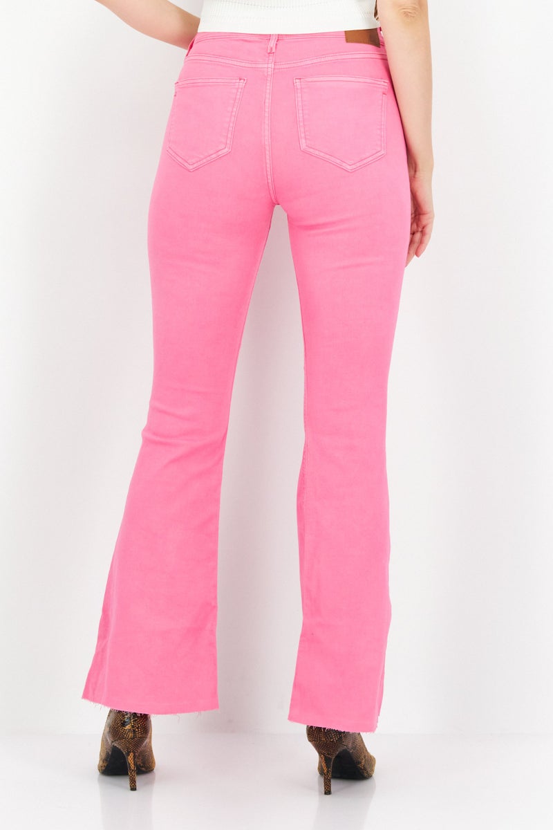 RIVER ISLAND Women Regular Fit Solid Wide Leg Stretchable Denim Jeans, Pink - Image 3