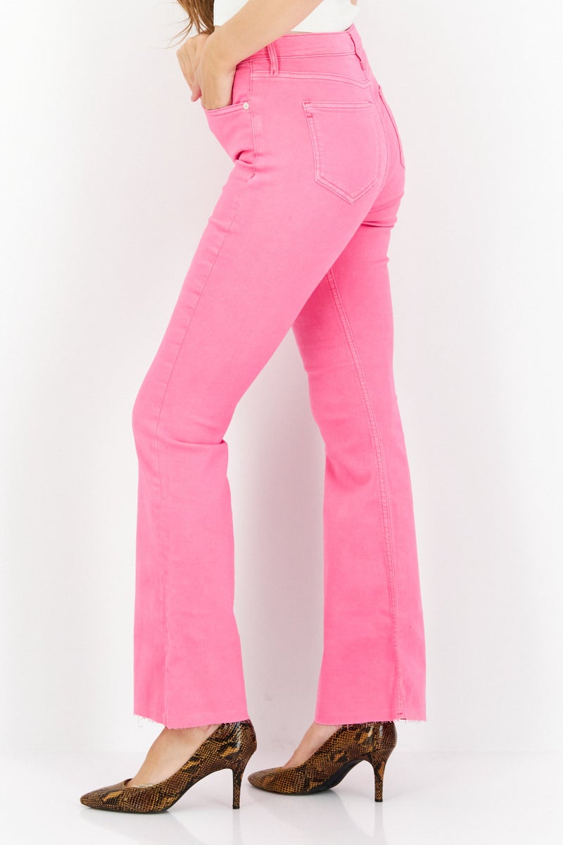 RIVER ISLAND Women Regular Fit Solid Wide Leg Stretchable Denim Jeans, Pink - Image 4