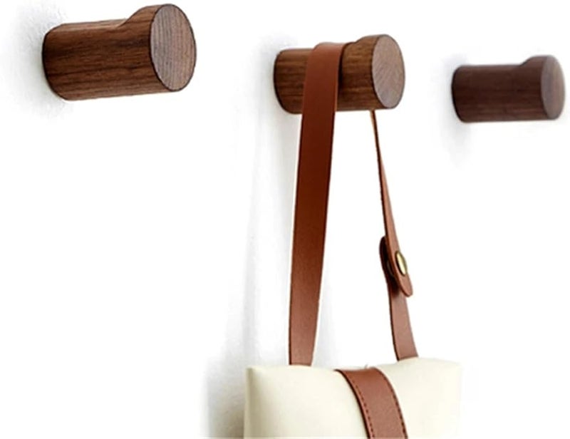 Walnut Wood Wall Mounted Coat Hooks 6PCS Minimalist Hat Towel Bag Hanger For Home Entryway - Image 5