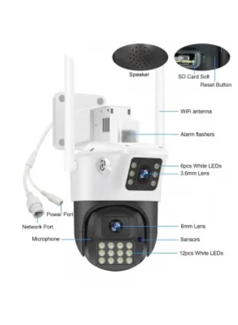 4MP Outdoor PTZ Camera WIFI with Dual-Screen Color Night Vision & 2K Wireless Security - Image 1
