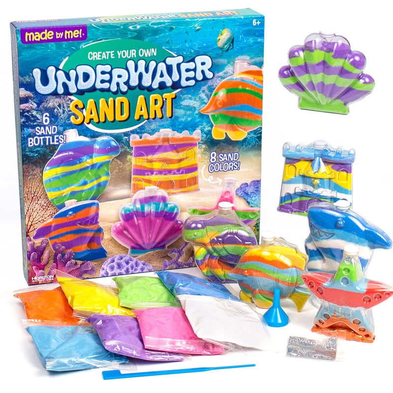 Made By Me Create Your Own Underwater Sand Art Includes 6 OceanThemed Bottles 8 Sand Colors Glitter Funnel Great Staycation or Group Activity Party Idea DIY Sand Art For Kids Ages 6 7 8 9 - Image 2