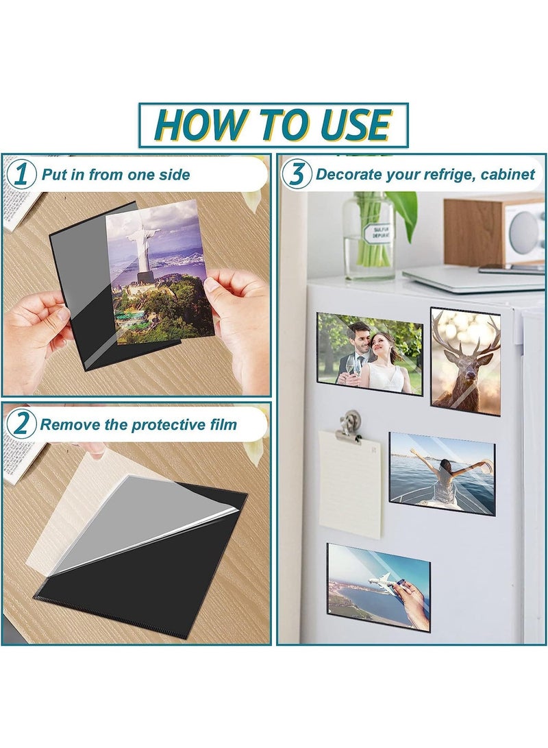 Black Magnetic Picture Frame 4X6 for Refrigerator,Photo Magnets Sleeves - Image 3