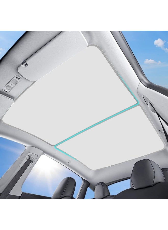 NOVOLAN Roof Sunroof Sunshade Compatible with Tesla Model 3 Model Y Silver Layer for Sun Protection & Uv Protection, Precise Original Car Size Perfect Fit, Oxford Storage Bag Buckle (white grey, Model Y) - Image 1