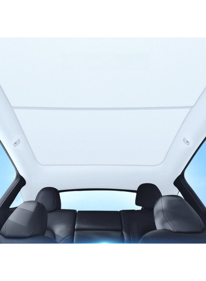 NOVOLAN Roof Sunroof Sunshade Compatible with Tesla Model 3 Model Y Silver Layer for Sun Protection & Uv Protection, Precise Original Car Size Perfect Fit, Oxford Storage Bag Buckle (white grey, Model Y) - Image 4