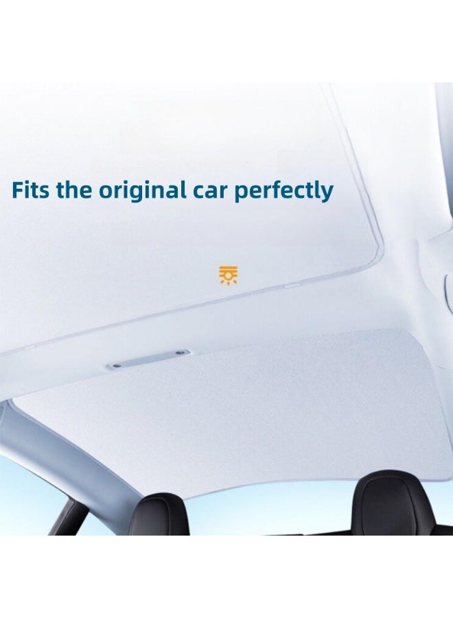 NOVOLAN Roof Sunroof Sunshade Compatible with Tesla Model 3 Model Y Silver Layer for Sun Protection & Uv Protection, Precise Original Car Size Perfect Fit, Oxford Storage Bag Buckle (white grey, Model Y) - Image 5