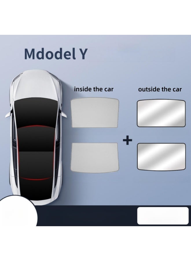 NOVOLAN Roof Sunroof Sunshade Compatible with Tesla Model 3 Model Y Silver Layer for Sun Protection & Uv Protection, Precise Original Car Size Perfect Fit, Oxford Storage Bag Buckle (white grey, Model Y) - Image 2