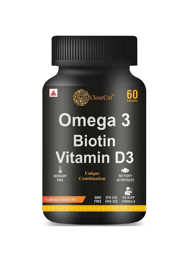 Clearcut Omega 3 Fish Oil, Biotin, Vitamin D3 Softgel Capsule 60 For Men Women - Image 1