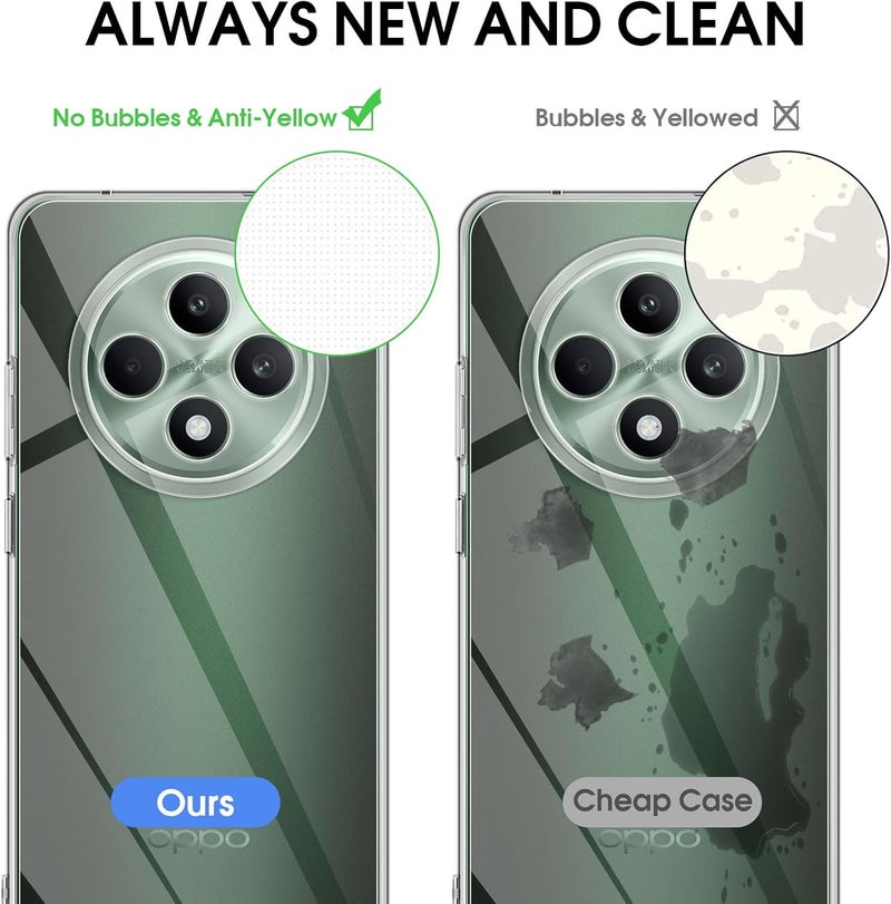 TUTUO Clear Case Compatible with OPPO Reno 12F 5G/4G / Oppo Reno 12 FS 5G/4G Cover - Crystal Transparent Anti-Scratch Case - Shockproof Slim Soft Silicone TPU Protective Case - Image 5