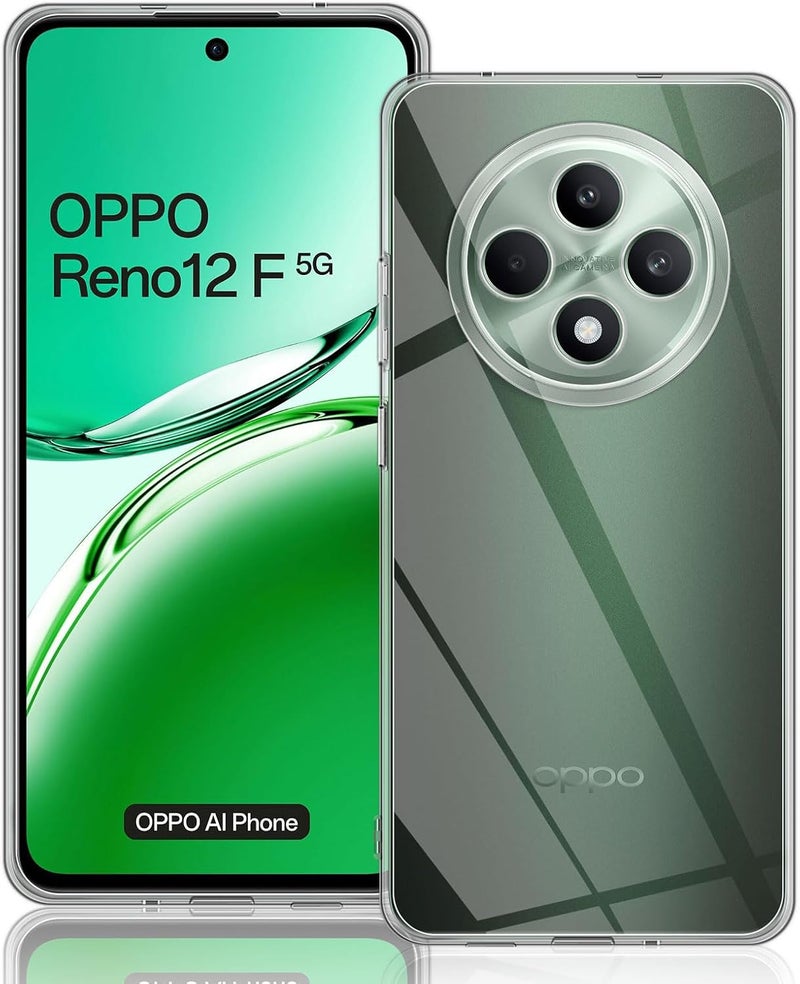 TUTUO Clear Case Compatible with OPPO Reno 12F 5G/4G / Oppo Reno 12 FS 5G/4G Cover - Crystal Transparent Anti-Scratch Case - Shockproof Slim Soft Silicone TPU Protective Case - Image 1
