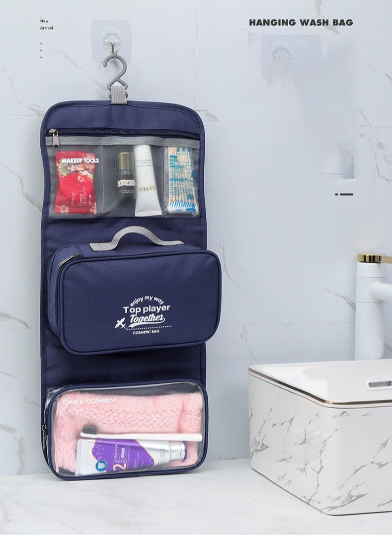 Travel Hook Wash Bag Waterproof Portable Large Capacity Makeup Storage Bag Folding Multifunctional Wet and Dry Separation Bag - Image 4