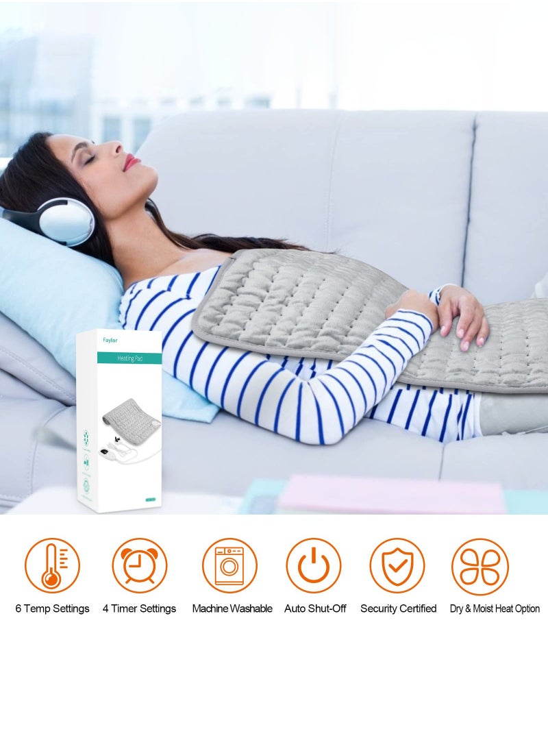 Arabest - Heating Pad, Electric Heat Pad for Back Pain and Cramps Relief - Electric Fast Heat Pad with 6 Heat Settings -Auto Shut Off- Machine Washable 12" x 24" - Image 1